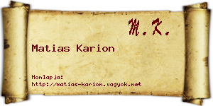 Matias Karion névjegykártya